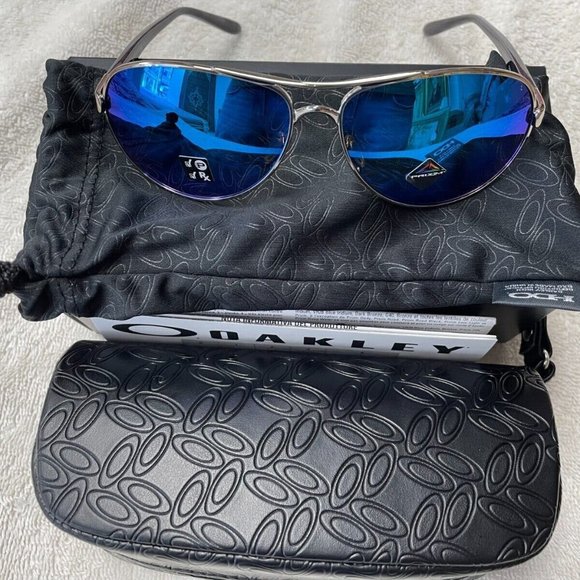 Oakley Feedback OO4079-33 Polished Chrome , Prizm Sapphire Irid Polarized - Picture 1 of 4